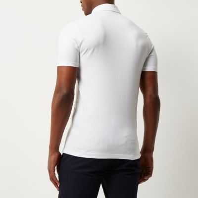 White muscle fit polo shirt